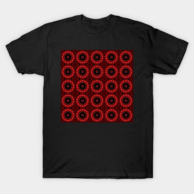 Ominous Red Kaleidoscope pattern (Seamless) 27 T-Shirt by Swabcraft